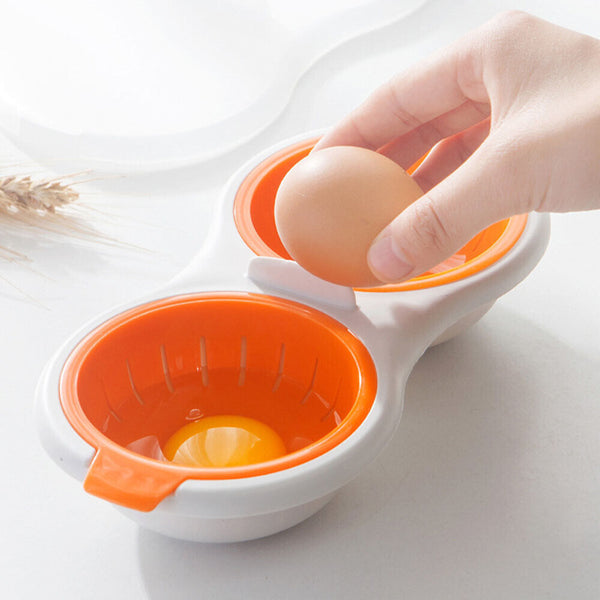 1/2xDraining Egg Boiler Set Edible Silicone Double Microwave Egg PoacherCookware