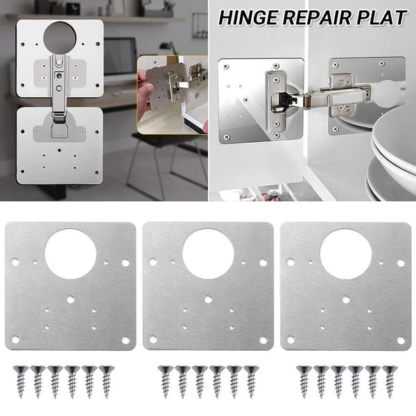 Rust Resistant Steel Furniture Cupboard Repair Mount Tool Hinge Repair Plate AU