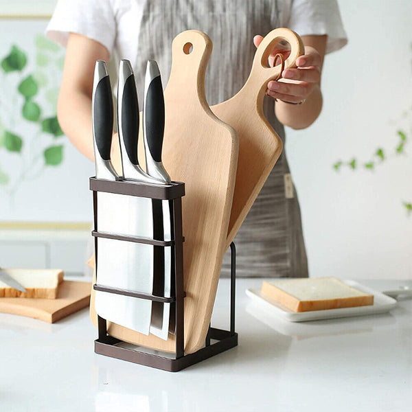 Chopping Board and Knife Shelf Stand Block Lid Holder Kitchen Organizer Storage