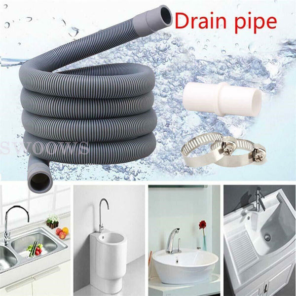 Universal Washer Washing Machine Dishwasher Drain Hose Outlet Extension Pipe 4M