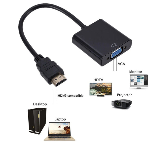 1080P HDMI Male to VGA Female Video Cable Cord Converter Adapter For Monitor PC
