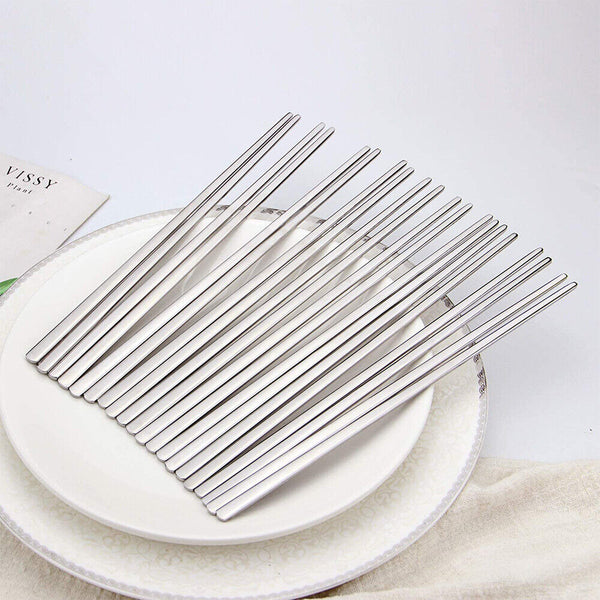 Stainless Steel Chopsticks Asian Japanese Chinese Dinner Metal Reusable Cutlery