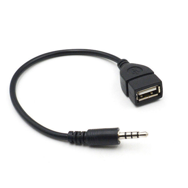 Male Cable Plug AUX Jack 3.5mm Audio to USB 2.0 Female Converter Cord Car Player