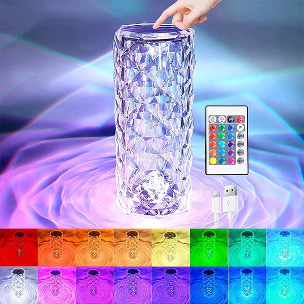 1/2PCS 3/16 Color Crystal LED Light Table Lamp Rose Diamond Touch Lamp with USB