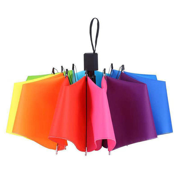 Unisex Rainbow Compact Rainproof Three-folding Classic Umbrella Manual Fashion