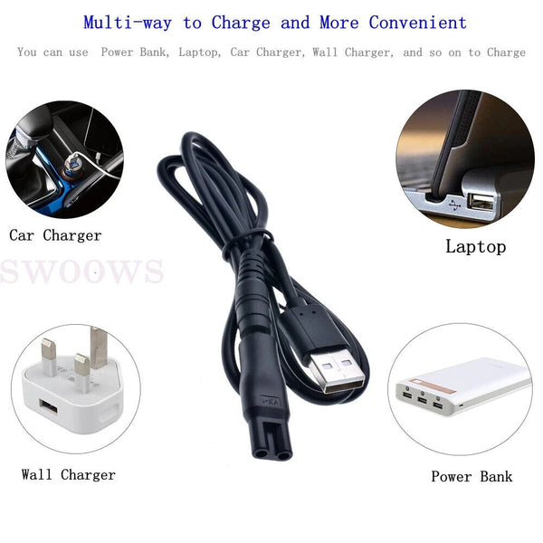 1Set Power Cord 5V Replacement Charger USB Adapter for All Kinds of Hair Clipper