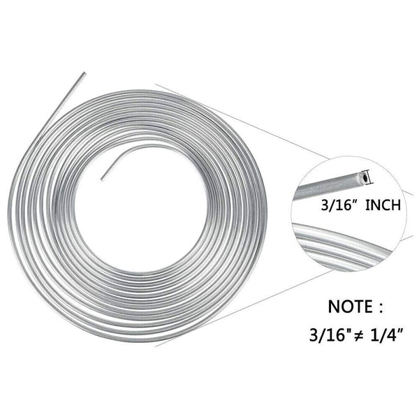 25Ft Coil Roll 3/16''OD Steel Zinc Brake Line Fuel Tubing Pipe Kit &15 Fittings