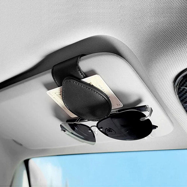 PU Leather Car Sunglasses Holder Eye Glasses Ticket Card Clip Holder Organizer