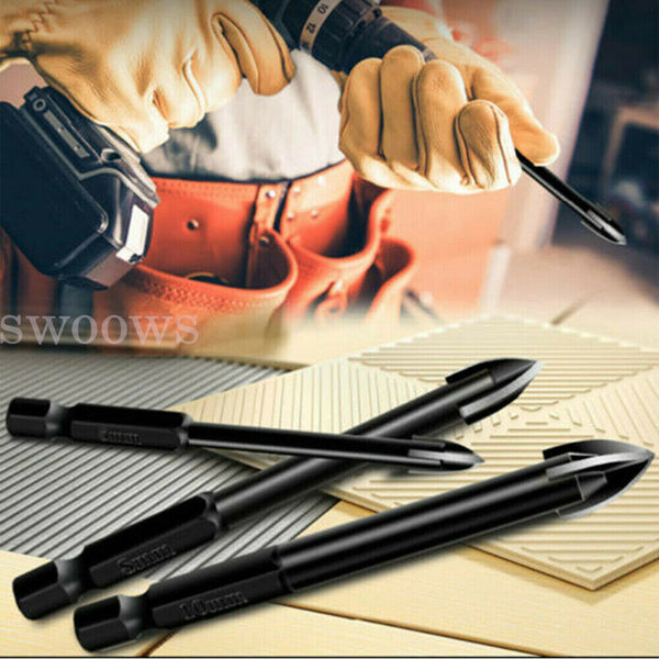 6pcs Titanium Ceramic Tile Glass Drill Bit Tungsten Carbide Cross Spear Head