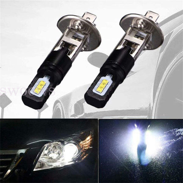 Pair 160W Car H3 LED Headlight Fog Light Beam Bulbs Globes 6500K White 12000LM