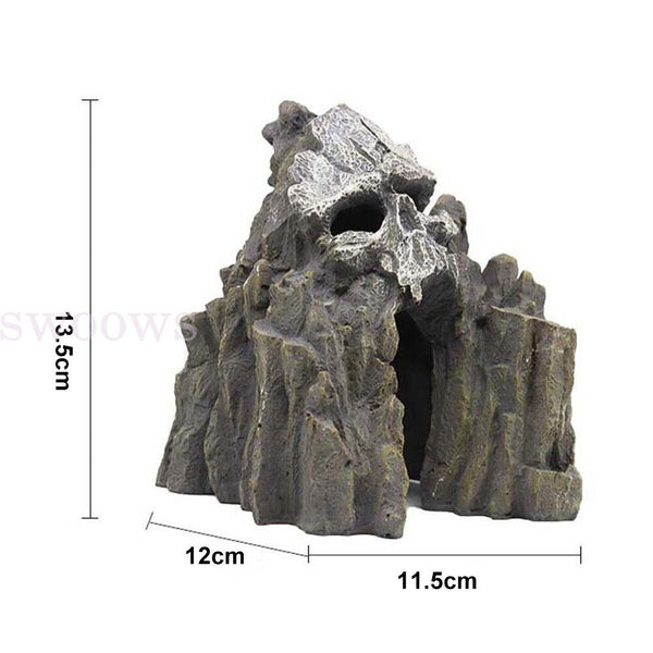 Aquarium Skull Mountain Cave Rockery Ornament Fish Tank Landscape Stone