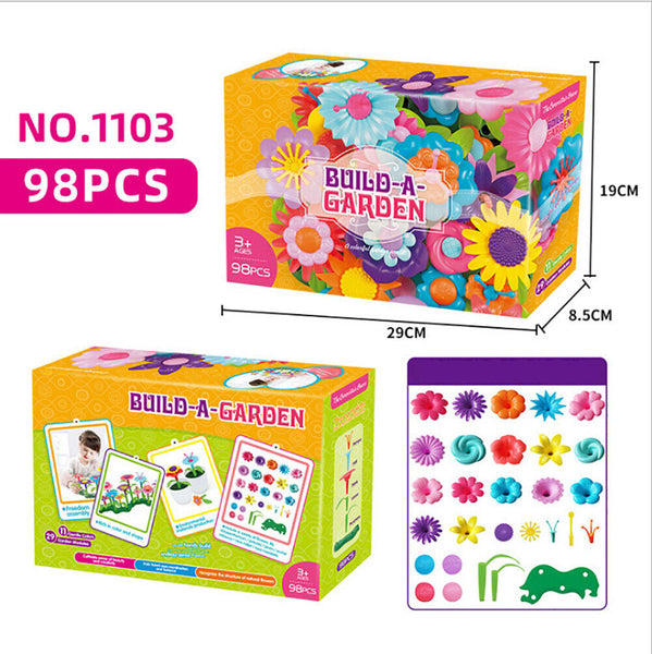 46/98/148PCS Flower Garden Building Toys Children DIY  Build Bouquet Sets Gift