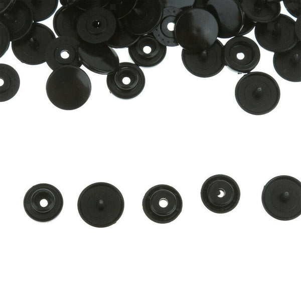 100 Set Size 20 T5 Plastic Resin Press Studs Snap Fasteners Poppers BLACK /WHITE