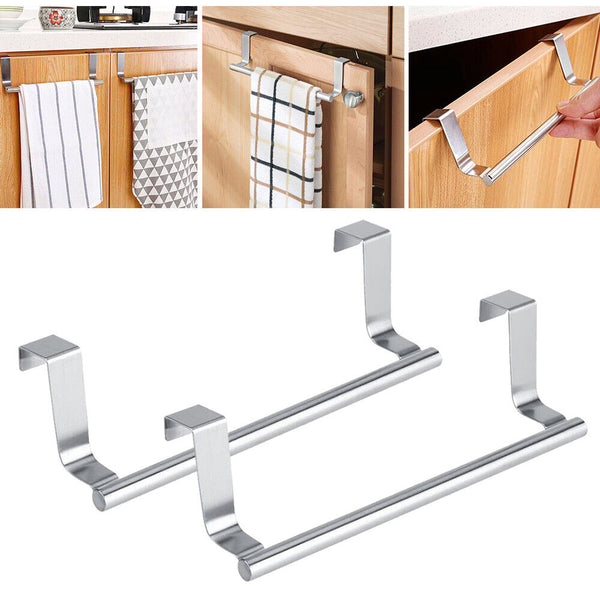 23/36cm Over Door Tea Towel Rack Holder Cupboard Hanger Kitchen Cabinet Bar Hook