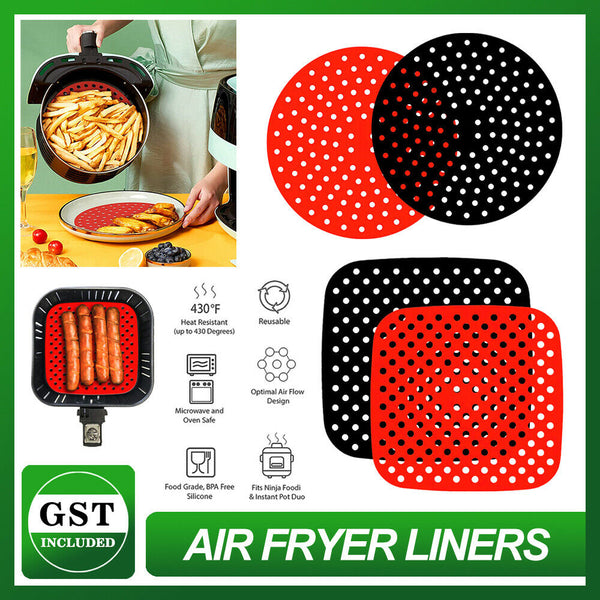 Square/Round Reusable Air Fryer Liners Non-Stick Silicone Air Fryer Basket Mat