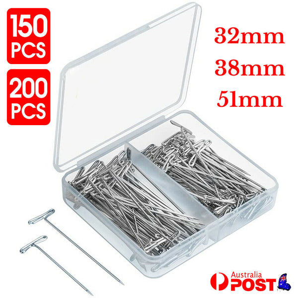 SILVER METAL T PINS 32/38/51MM MODELLING CRAFTS SEWING MACRAME WIGS DIY