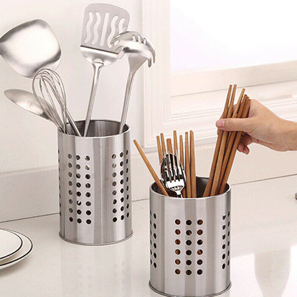 Home Cutlery Stand Holder Conical Utensil Stainless Steel Rack Drainer Kitchen