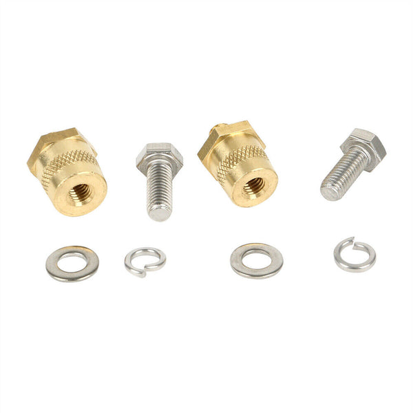 2pcs M8 Battery Terminal Connector Brass Tone Post Adapter/Stud Screws Nuts AU