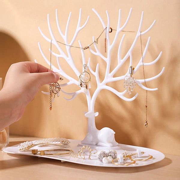 Necklace Ring Earring Deer Tree Stand Holder Show Rack Jewelry Display Organizer