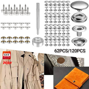 Snap Fastener Stainless Steel Cap 15mm Canvas Screw Press Stud Kit Boat Cover