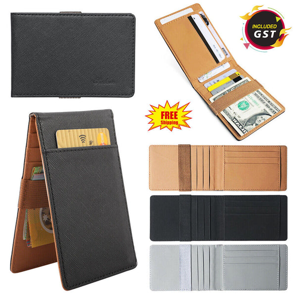 WALLET MONEY MENS WOMENS BLACK LEATHER CREDIT CARD HOLDER SLIM WALLET AU