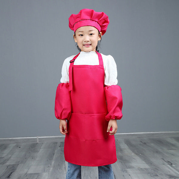 Unisex Kids Boys Girls Adjustable Apron Kitchen Cooking Wear Pocket Washable AU