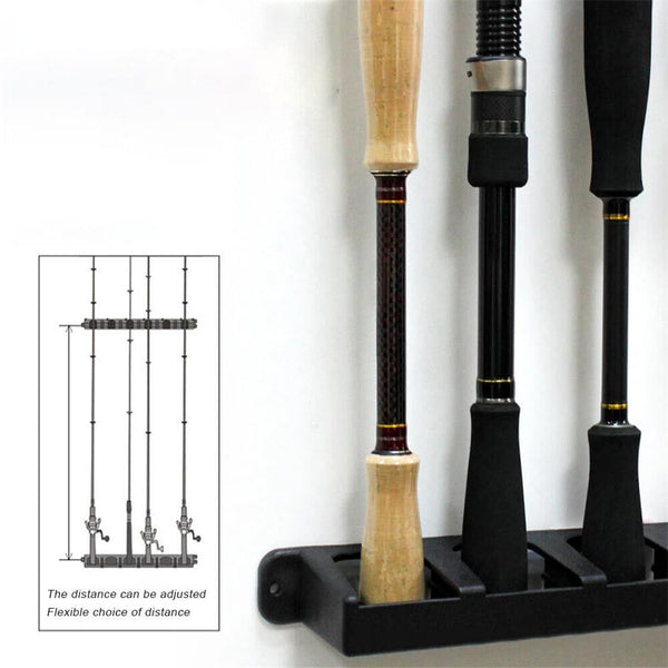 6-Rod Rack Fishing Pole Holder Tackle Wall Fishing Rod Storage Fixed Stand AU