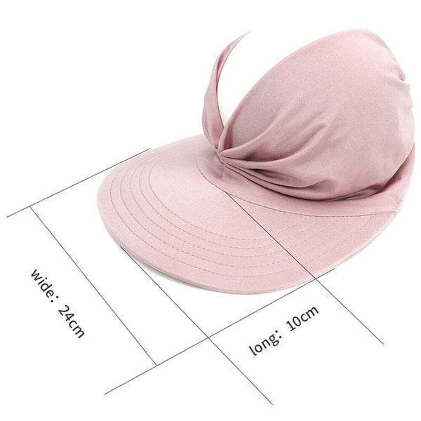 1/2x Women's Visor Hat Swimming Cap Beach Pony Tail Sun Wide Brim Summer Sport
