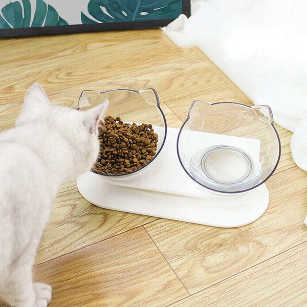 Double Elevated Pet Bowl Bowls Stand Cat Dog Feeder Food Water Raised Lifted AU