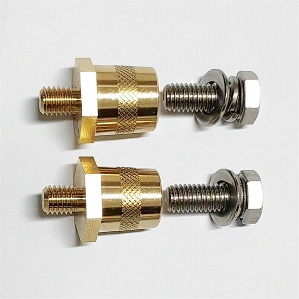 2pcs M8 Battery Terminal Connector Brass Tone Post Adapter/Stud Screws Nuts AU