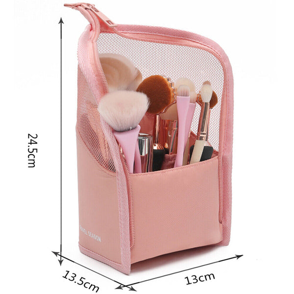 Stand Cosmetic Bag Travel Zipper Makeup Brush Holder Organizer Pouch Case Cover