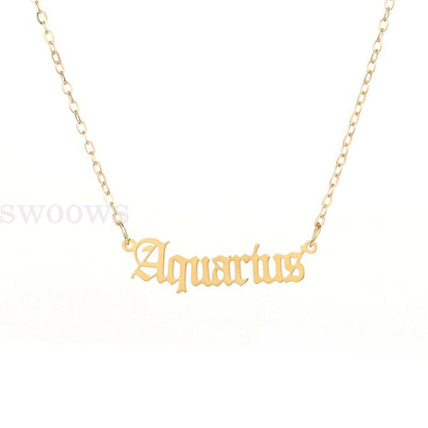 Horoscope Zodiac Star Sign Pendant Old English Necklace Gold Jewellery Chain