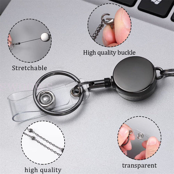 Retractable Badge Reel Lanyard with ID Card Holders Badge Holder Necklace