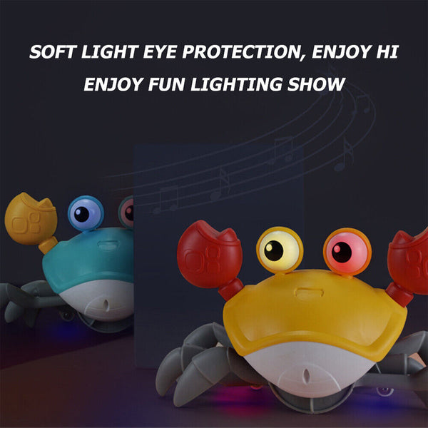 Electric Music Crawling Crab Baby Toy LED Light Up Kids Toddler Interactive Toys