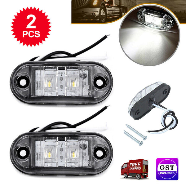 2X Cool White 12v LED Side Marker Clearance Lights Indicators Trailer Caravan RV