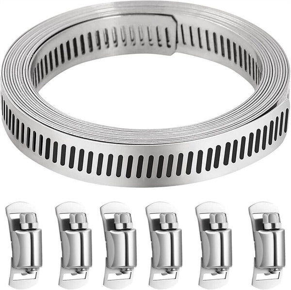 304 Stainless Steel DIY Worm Clamp Hose Clamps Strap with Fasteners Adjustable