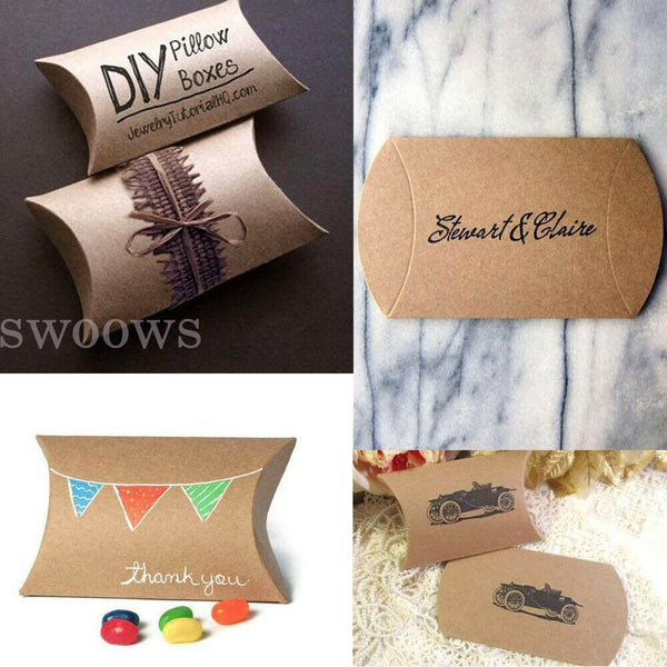 50pcs Xmas Candy Gift Box Bag Pillow Favor Kraft Paper Gift Favour Wedding Party