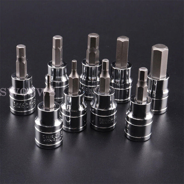 9pcs Allen Key Sockets Hex Bit Socket Set 3/8" Drive Drill Metric Tools 2-10mm