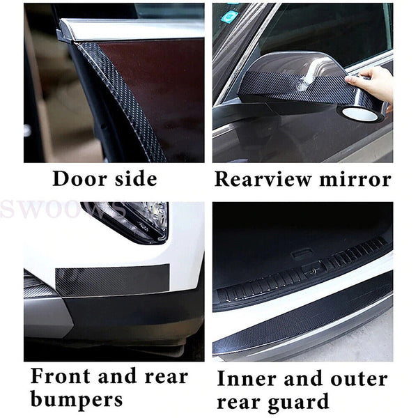 Car Door Sill Protector Edge Sticker Carbon Fiber Rubber DIY Bumper Guard Strip