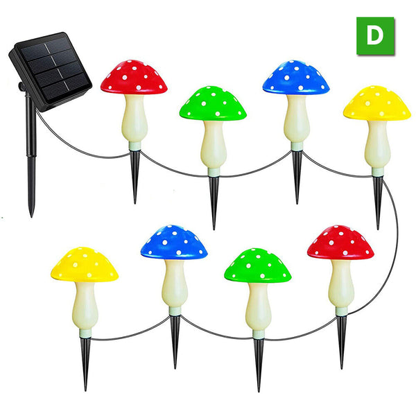 Solar Mushroom Fairy String Lights LED Outdoor Garden Ornament Statues Yard Deco