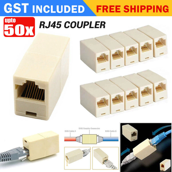 RJ45 Coupler Cat6 Cat5e Ethernet Cable Extender Joiner LAN Adapter Connector