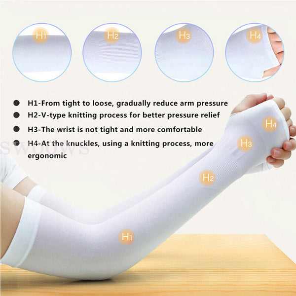 UV Sun Protection Cooling Sport Arm Sleeves Golf Gloves Bike Cycling Cover