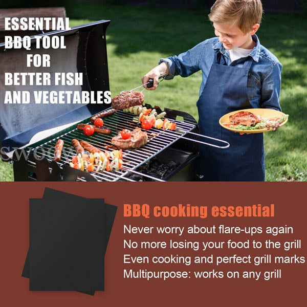 BBQ Grill Mat Reusable Bake Sheet Resistant Teflon Meat Barbecue Non-Stick Party