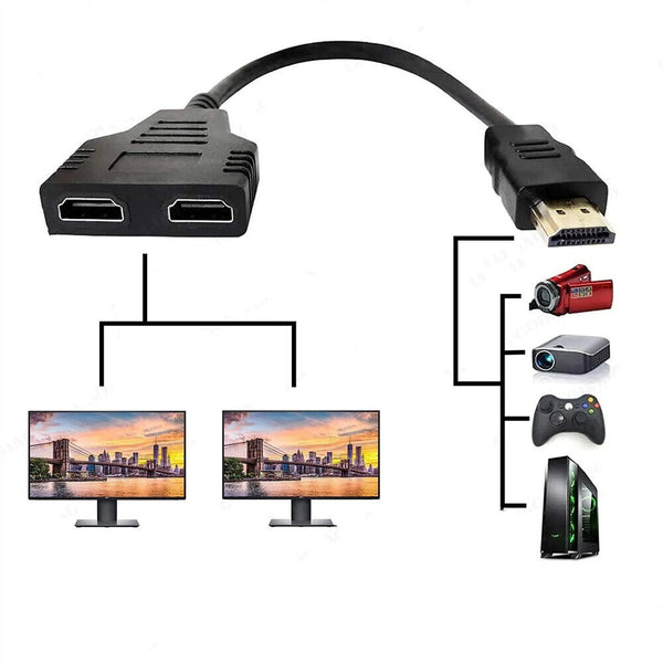 HDMI Splitter 1 In 2 Out Cable Adapter Converter 1080 Multi Display Duplicator