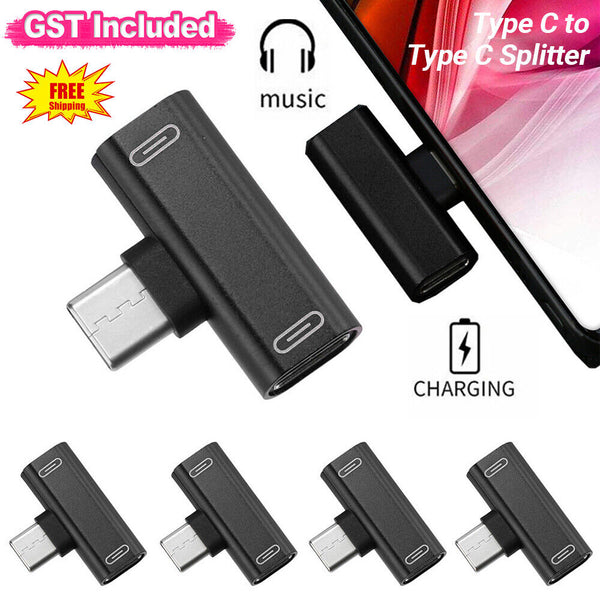 T Dual Type C adapter splitter to USB-C Headphone and charge Audio Converter AUS