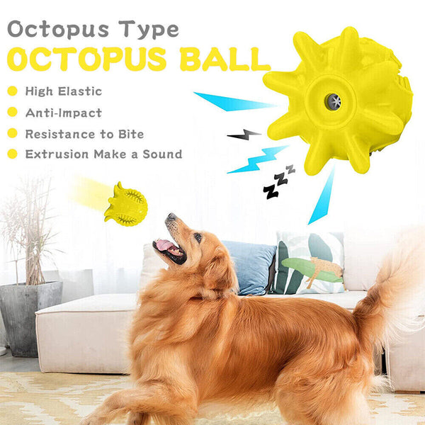 UP 4PCS Squeaky Dog Tooth Cleaning Chew Ball Durable Rubber Tough Toys For Dogs