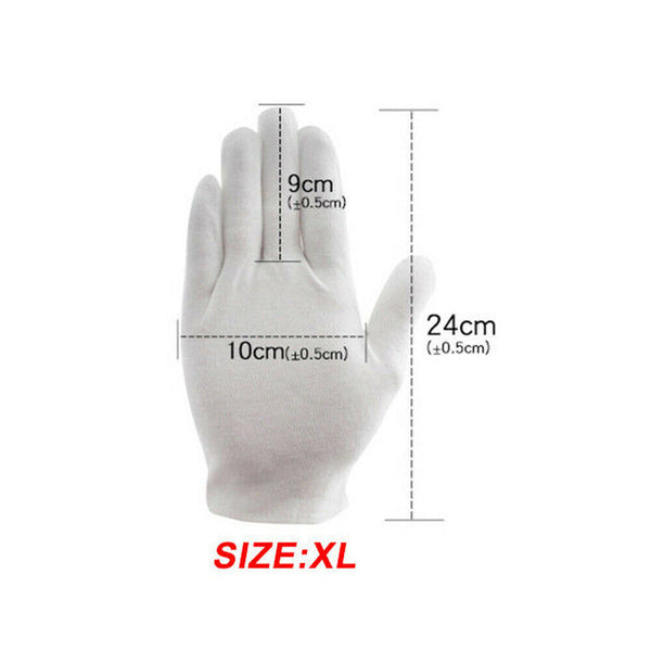 6 Pairs Hands Soft Cotton Costume Jewellery White Gloves Work Protector Handling