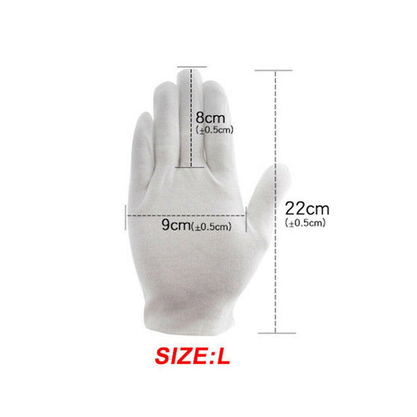 6 Pairs Hands Soft Cotton Costume Jewellery White Gloves Work Protector Handling