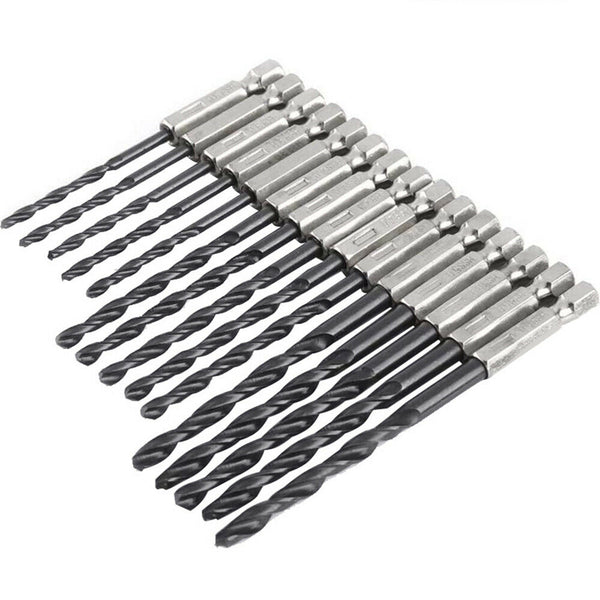 15pcs HSS Nitride Twist Drill Bits Set Quick Change 1/4" Hex Shank 3mm 4mm 5mm