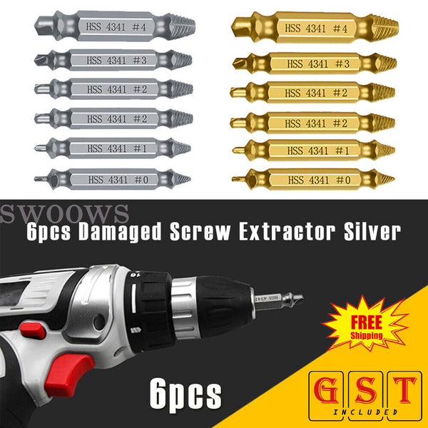 6pcs Damaged Screw Extractor Speed Out Drill Bits Tool Set Broken Bolt Remover